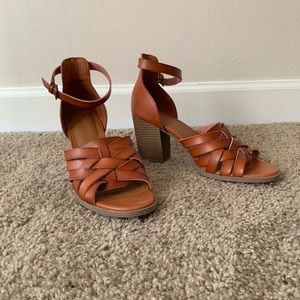 Faux Leather Block Heel Sandles